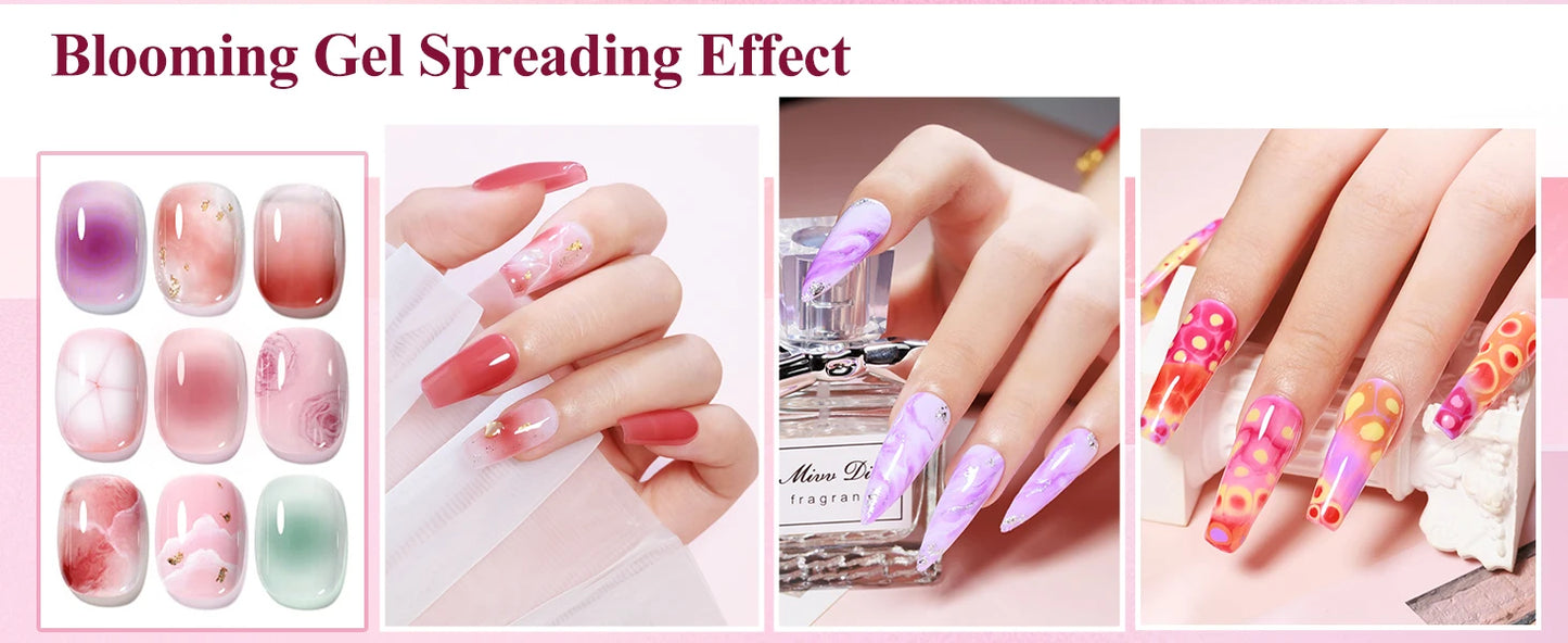 Makartt  Clear Blooming Gel, 15ml Soak Off Nail Lamp Gel Nail Polish Glossy Finish Long Lasting for Home Nail DIY Manicure