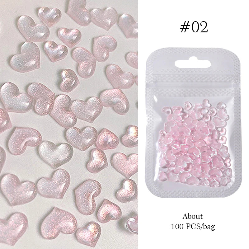 1Bag Mix Colorful Jelly Clear Ribbon Bowknot Nail Charms Heart Pearls Flower Flat-back Gems Parts Nail Art Manicure Decorations