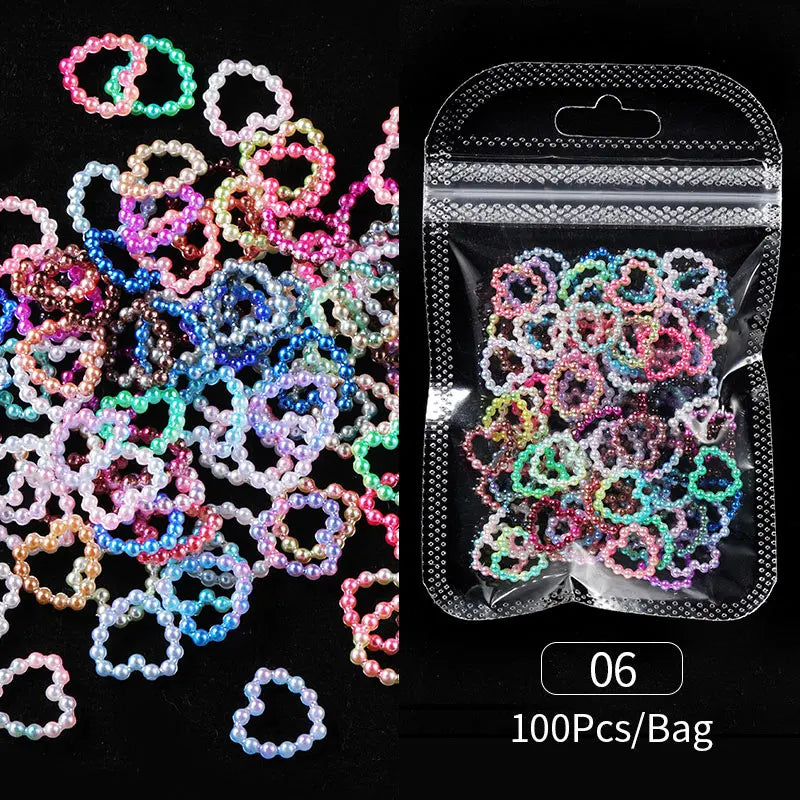 1Bag Mix Colorful Jelly Clear Ribbon Bowknot Nail Charms Heart Pearls Flower Flat-back Gems Parts Nail Art Manicure Decorations