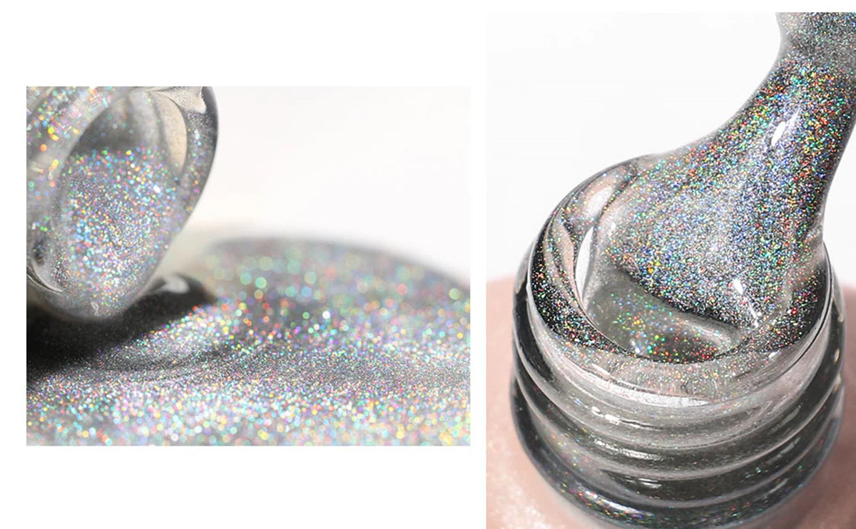 Makartt Cat Eye Gel Nail Polish, Glitter Holographic Nail Polish with Magnet, 10ml Reflective Translucent UV Gel for Nail Art