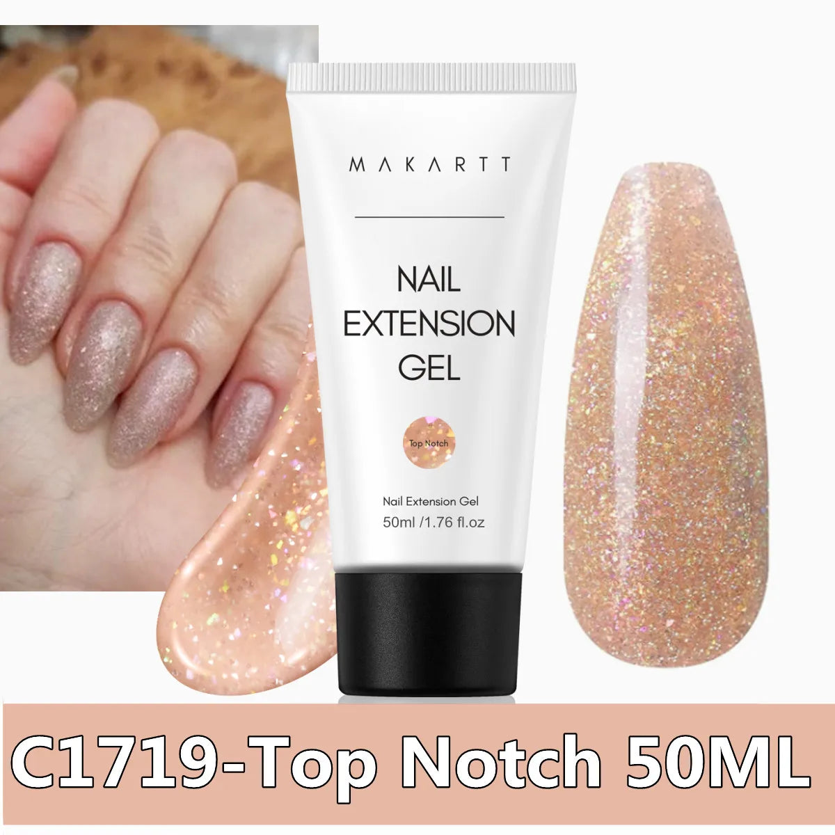 Makartt Poly Nails Acrygel , 50g Clear / Pink / Nude Nail Extension Gel Glitter Builder Nails Gel For Trendy DIY Nail Art Polish