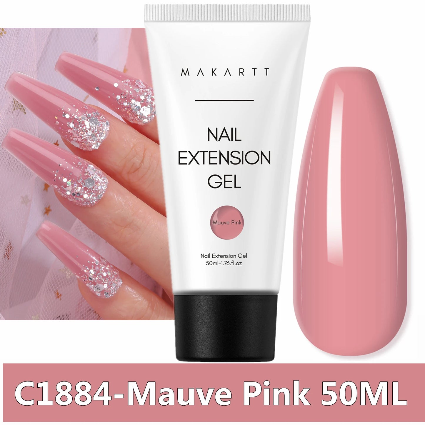 Makartt Poly Nails Acrygel , 50g Clear / Pink / Nude Nail Extension Gel Glitter Builder Nails Gel For Trendy DIY Nail Art Polish