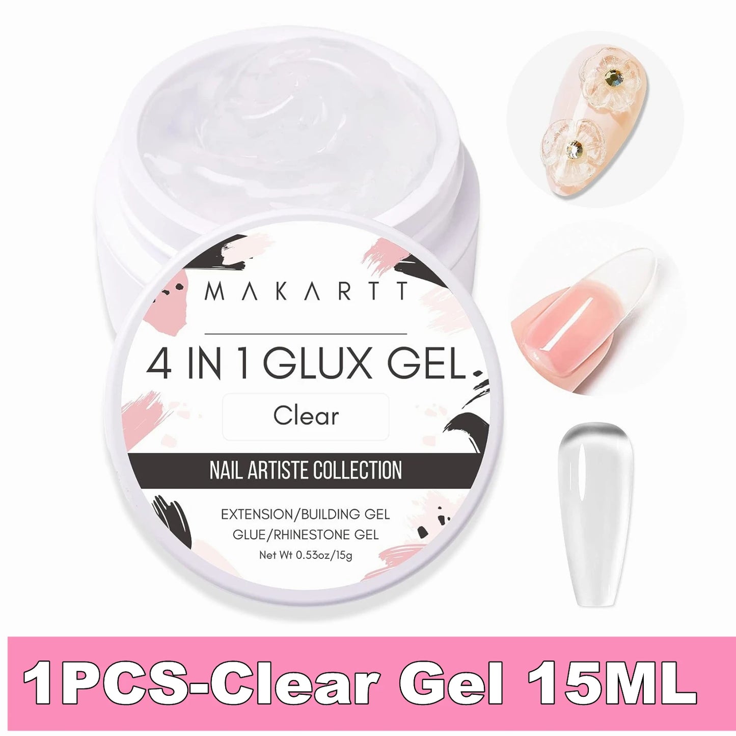 Makartt Solid Gel Builder Kit for 3D Scupting DIY-15ML 4 in 1 Nail Extension Gel, Silicone Molds, Sculpting Brush,UV Gel Glue