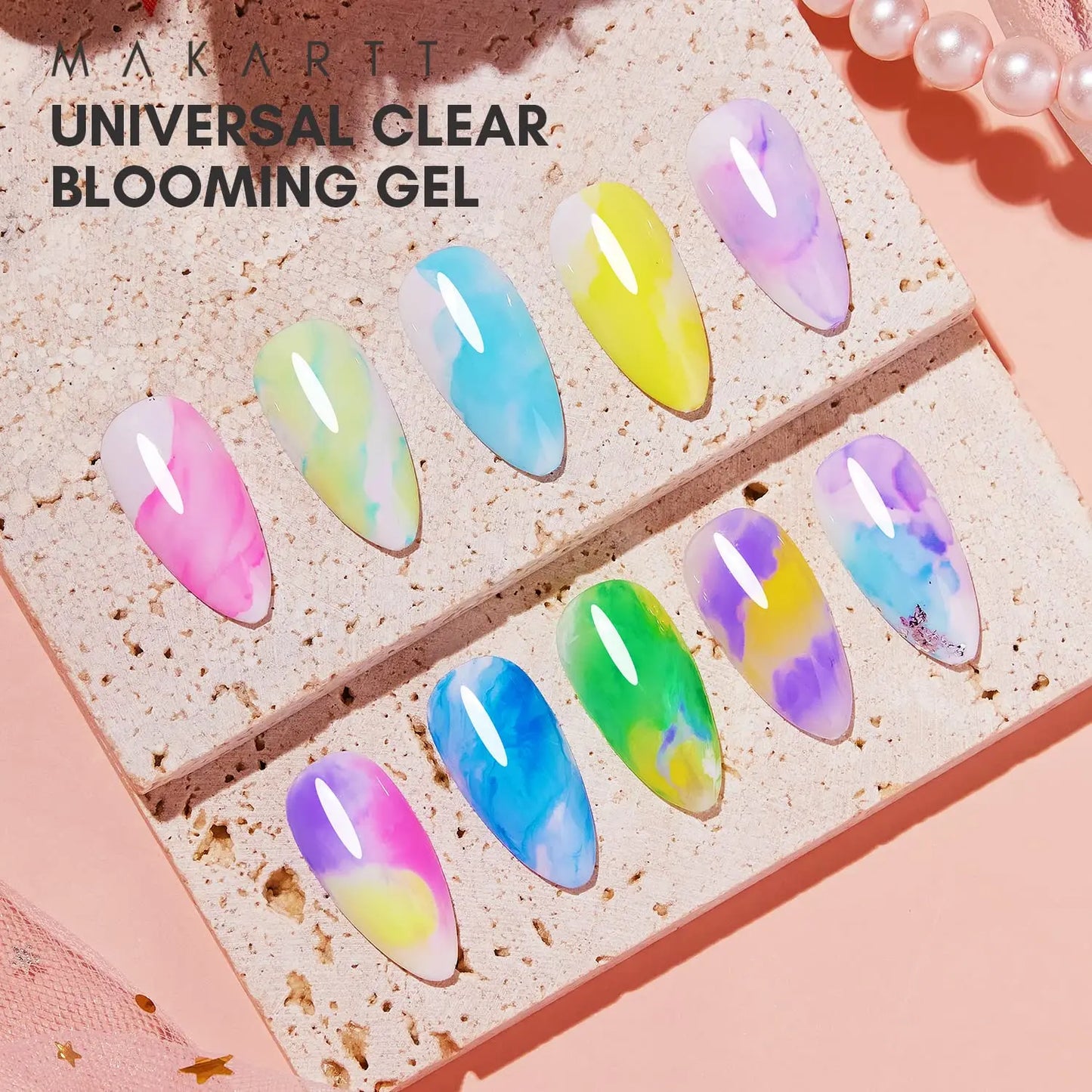 Makartt  Clear Blooming Gel, 15ml Soak Off Nail Lamp Gel Nail Polish Glossy Finish Long Lasting for Home Nail DIY Manicure