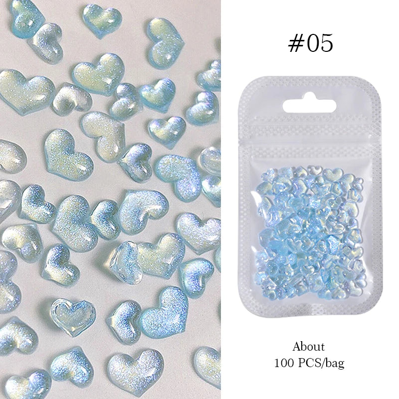 1Bag Mix Colorful Jelly Clear Ribbon Bowknot Nail Charms Heart Pearls Flower Flat-back Gems Parts Nail Art Manicure Decorations