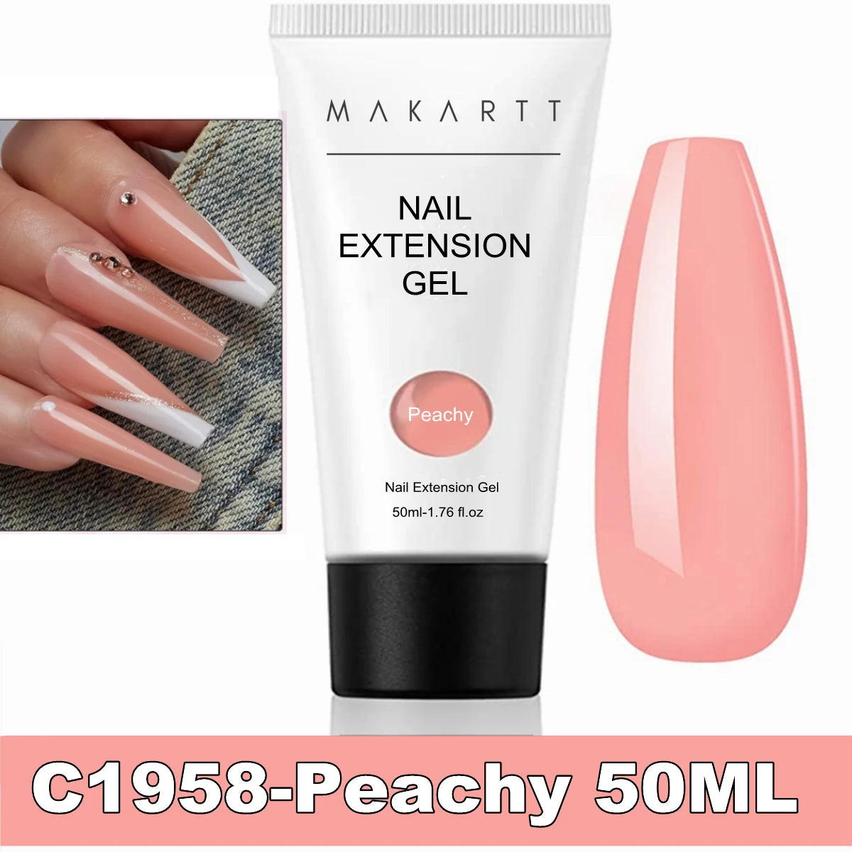 Makartt Poly Nails Acrygel , 50g Clear / Pink / Nude Nail Extension Gel Glitter Builder Nails Gel For Trendy DIY Nail Art Polish