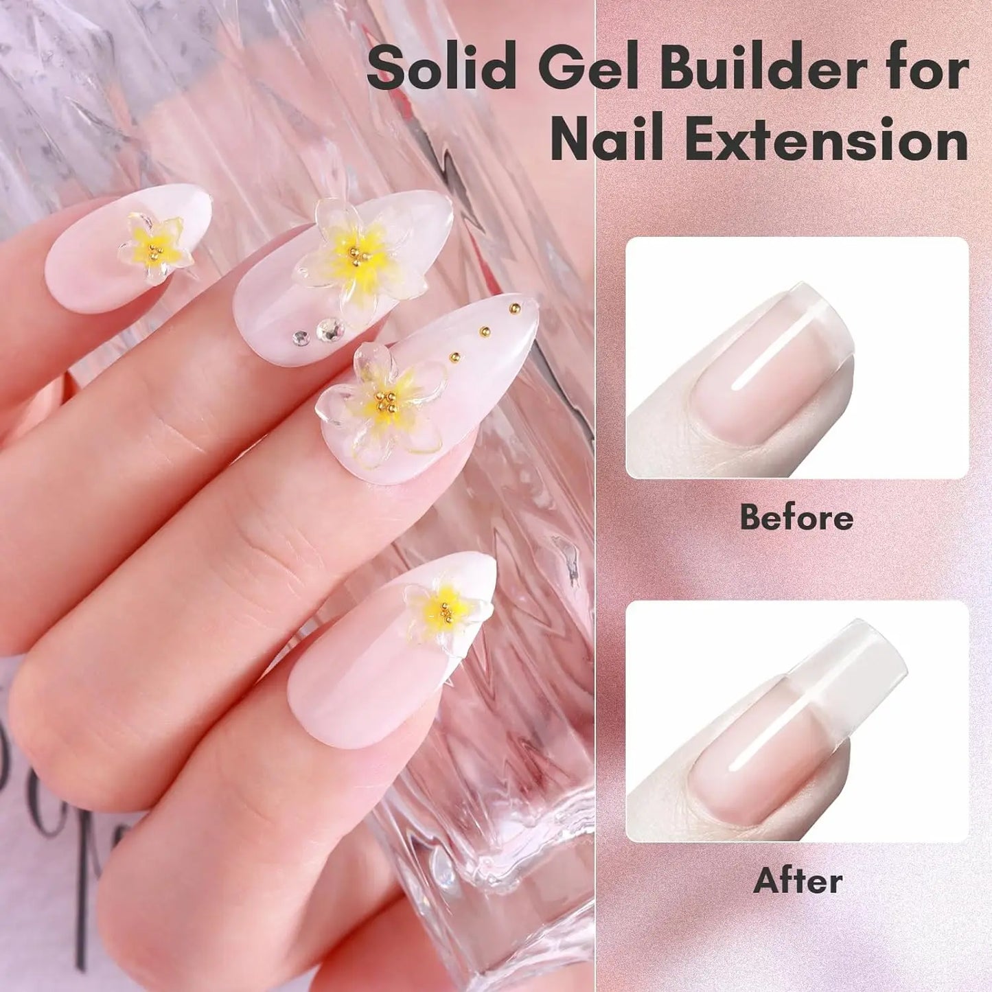 Makartt Solid Gel Builder Kit for 3D Scupting DIY-15ML 4 in 1 Nail Extension Gel, Silicone Molds, Sculpting Brush,UV Gel Glue