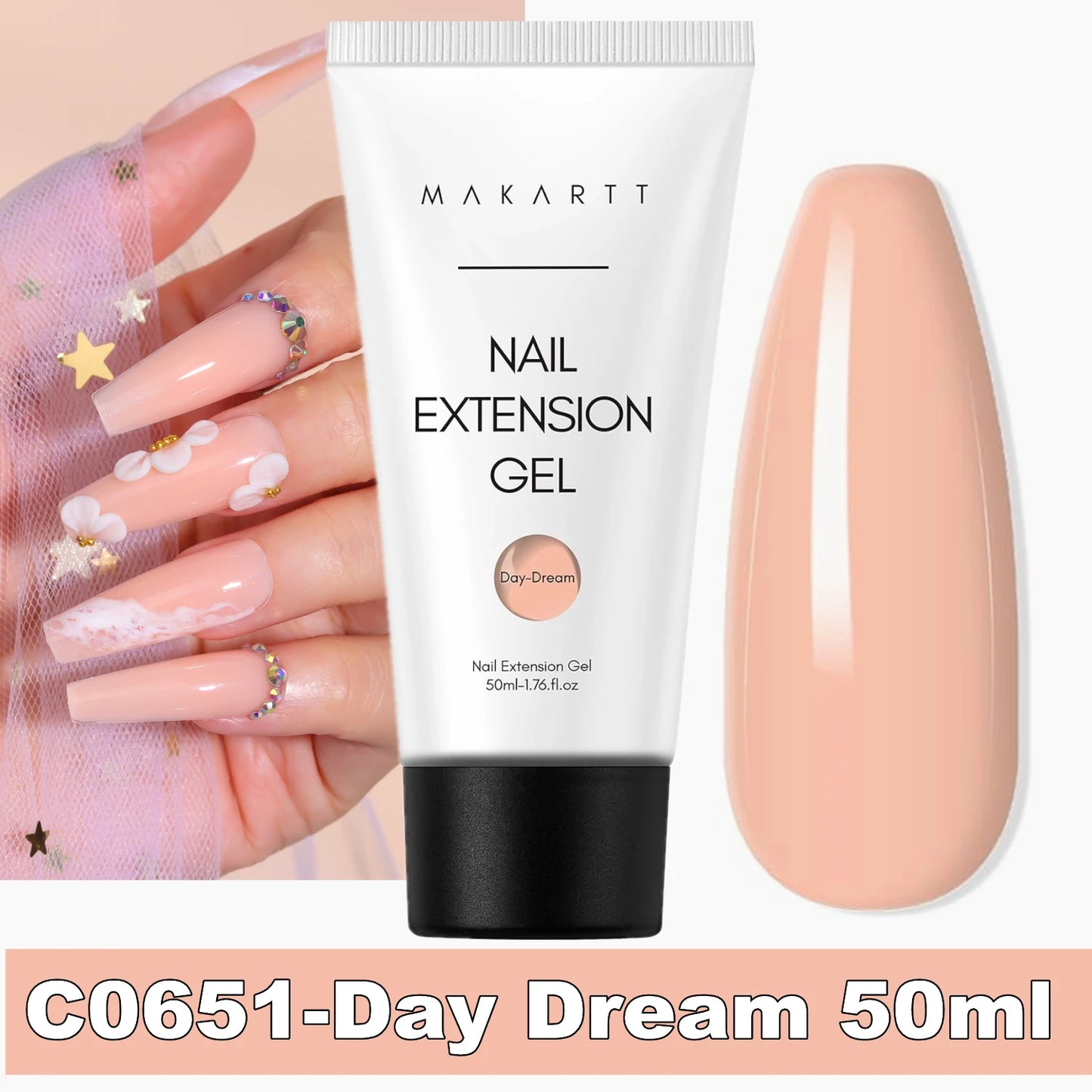 Makartt Poly Nails Acrygel , 50g Clear / Pink / Nude Nail Extension Gel Glitter Builder Nails Gel For Trendy DIY Nail Art Polish