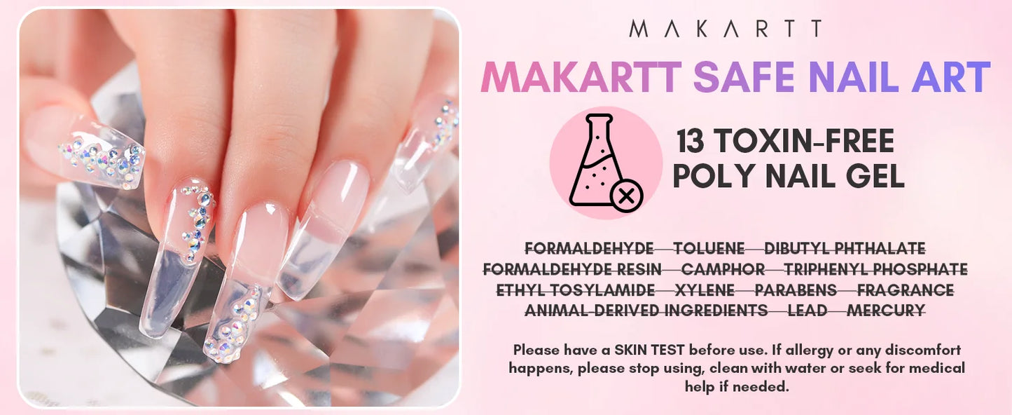 Makartt Poly Nails Acrygel , 50g Clear / Pink / Nude Nail Extension Gel Glitter Builder Nails Gel For Trendy DIY Nail Art Polish