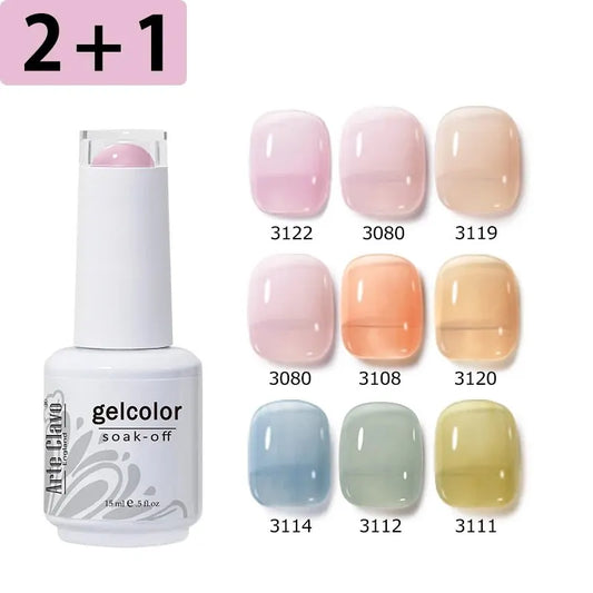 Arte Clavo 3pcs/Set Jelly Gel Polish Nude Pink Gel Nail Polish Translucent Semi Permanent All For Manicure Nail Art