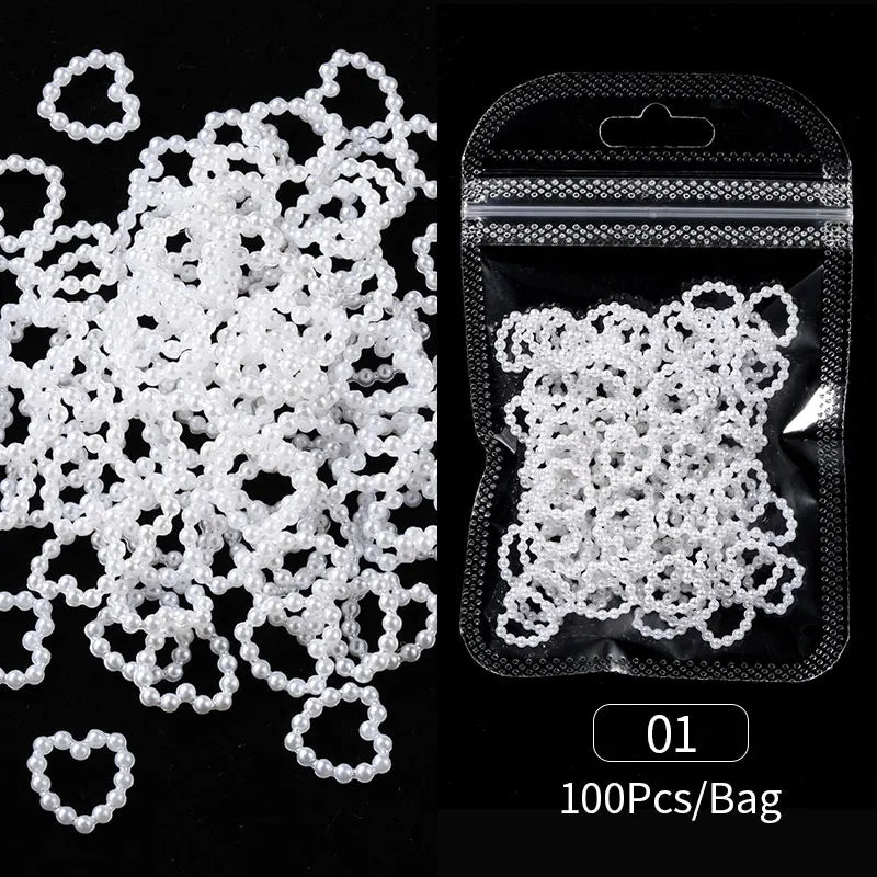 1Bag Mix Colorful Jelly Clear Ribbon Bowknot Nail Charms Heart Pearls Flower Flat-back Gems Parts Nail Art Manicure Decorations