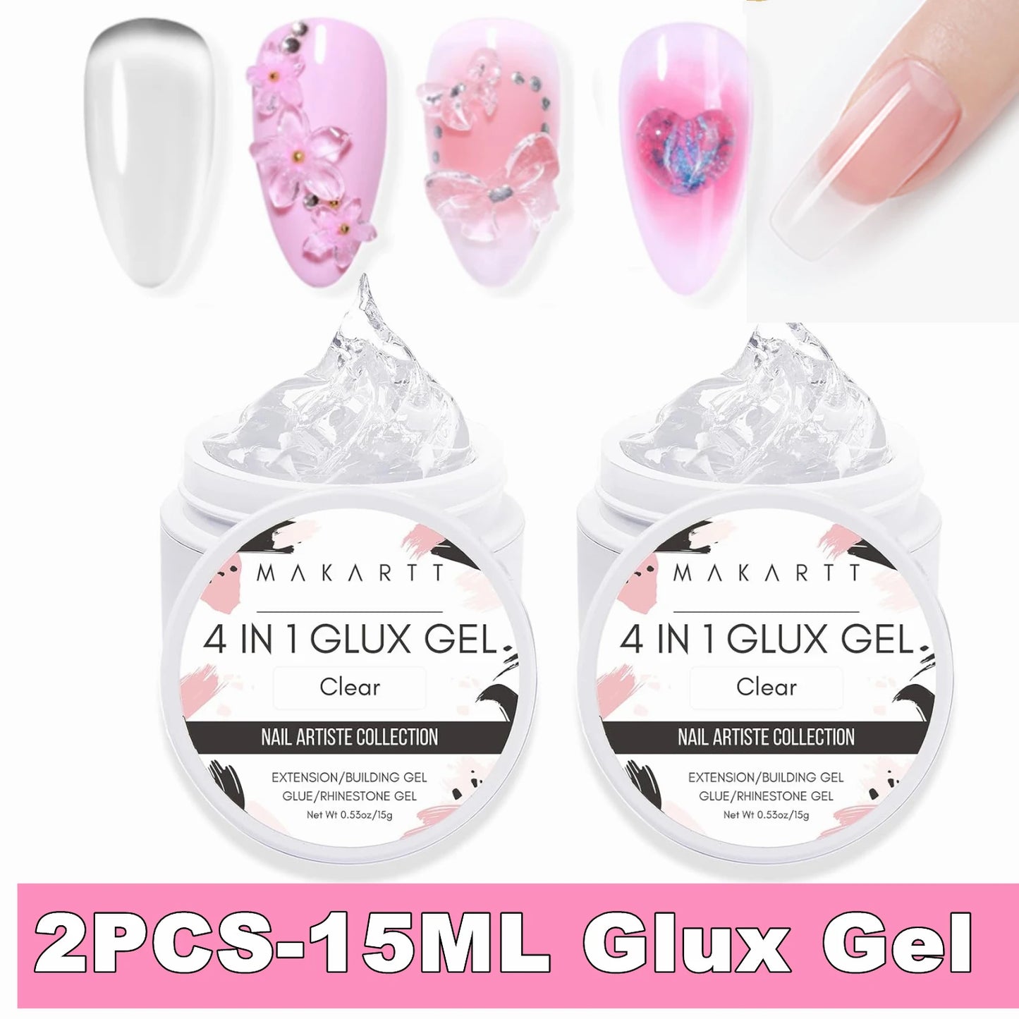 Makartt Solid Gel Builder Kit for 3D Scupting DIY-15ML 4 in 1 Nail Extension Gel, Silicone Molds, Sculpting Brush,UV Gel Glue