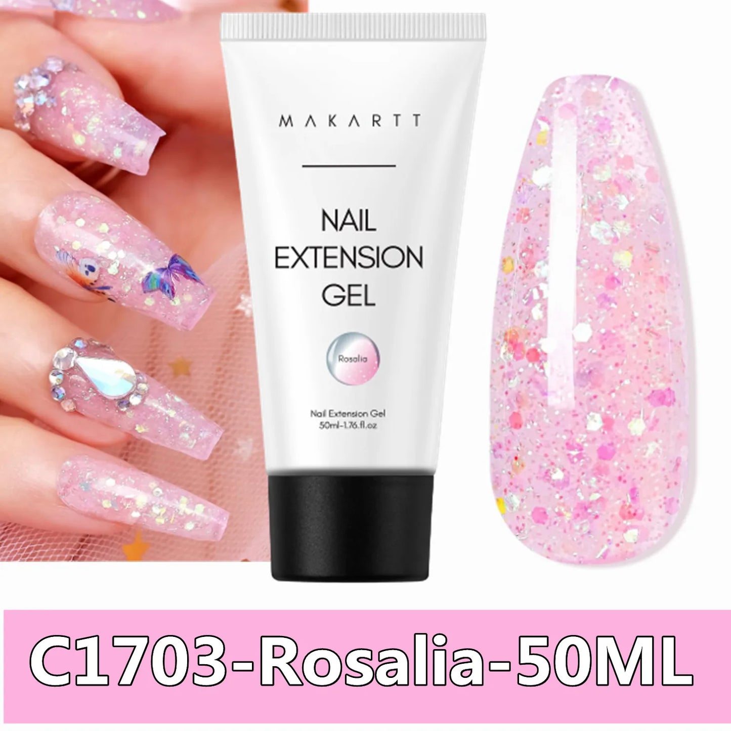 Makartt Poly Nails Acrygel , 50g Clear / Pink / Nude Nail Extension Gel Glitter Builder Nails Gel For Trendy DIY Nail Art Polish