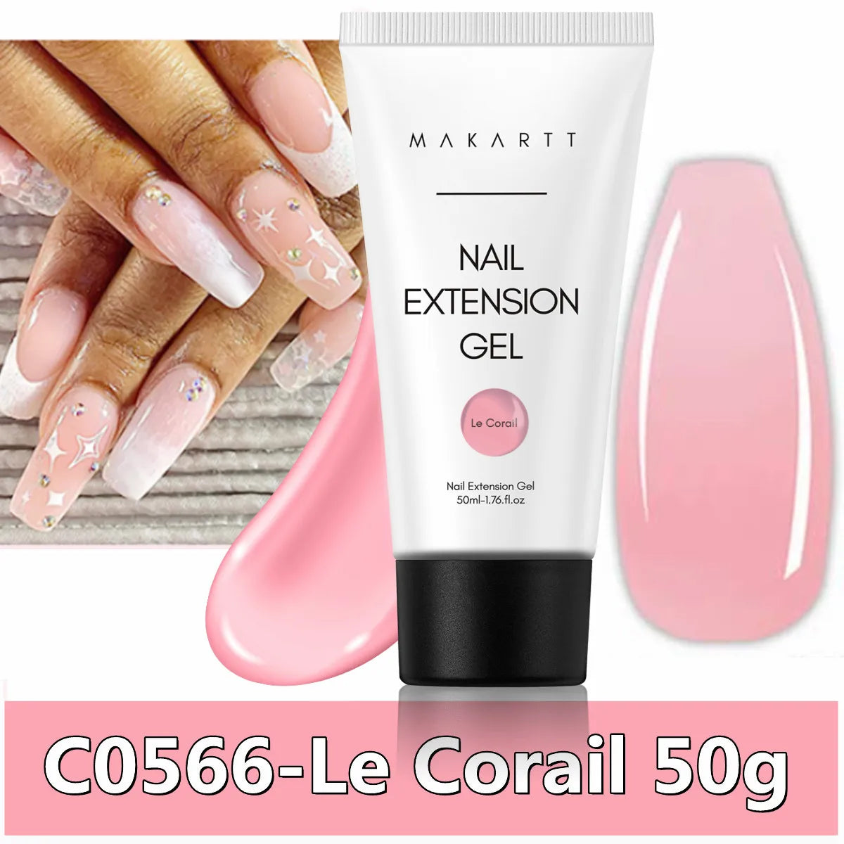 Makartt Poly Nails Acrygel , 50g Clear / Pink / Nude Nail Extension Gel Glitter Builder Nails Gel For Trendy DIY Nail Art Polish