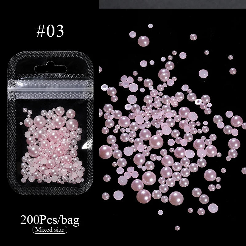 1Bag Mix Colorful Jelly Clear Ribbon Bowknot Nail Charms Heart Pearls Flower Flat-back Gems Parts Nail Art Manicure Decorations