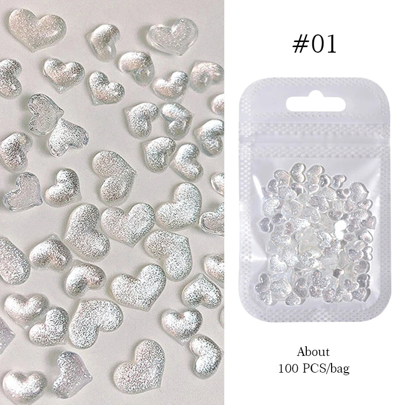 1Bag Mix Colorful Jelly Clear Ribbon Bowknot Nail Charms Heart Pearls Flower Flat-back Gems Parts Nail Art Manicure Decorations