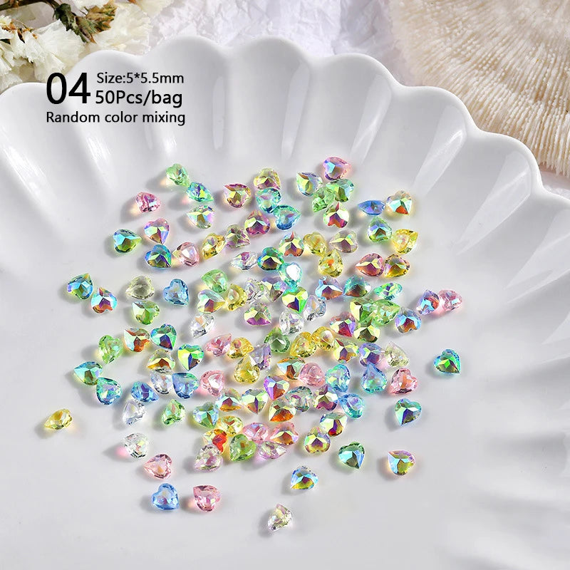 1Bag Mix Colorful Jelly Clear Ribbon Bowknot Nail Charms Heart Pearls Flower Flat-back Gems Parts Nail Art Manicure Decorations