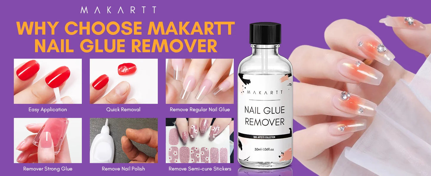 Nail Glue Remover Glue Off for False Nails , Makartt Press ON Nails Glue Remover Fake Nail Adhesives Remover Nail Glue Debonder